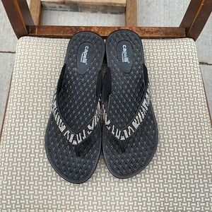 Zebra Bling Flip Flops